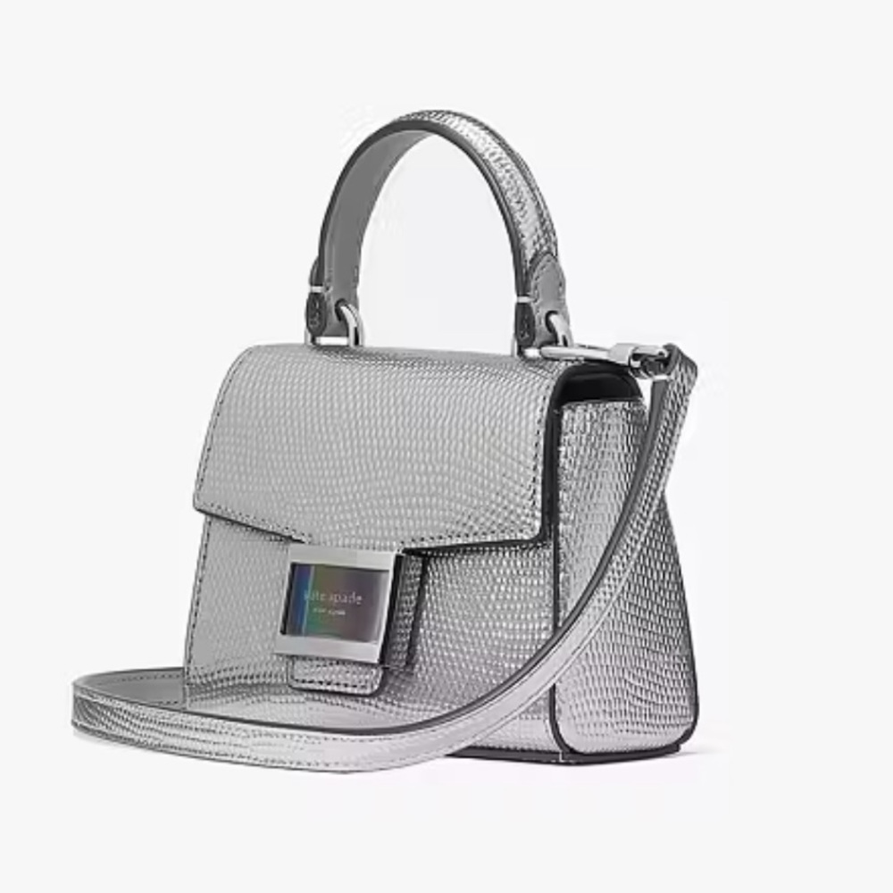 Brand New Kate Spade Micro Metallic Silver Katy Crossbody bag - Picture 2 of 7